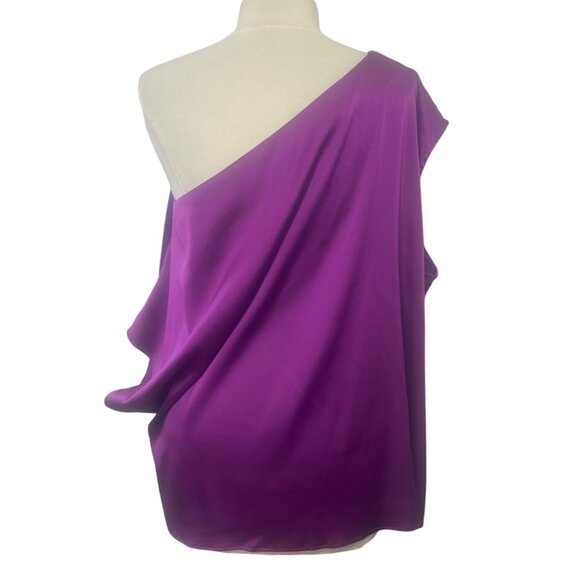 Bold Elements One Shoulder Shirt Womens 2X Purple New Silky - Picture 2 of 8